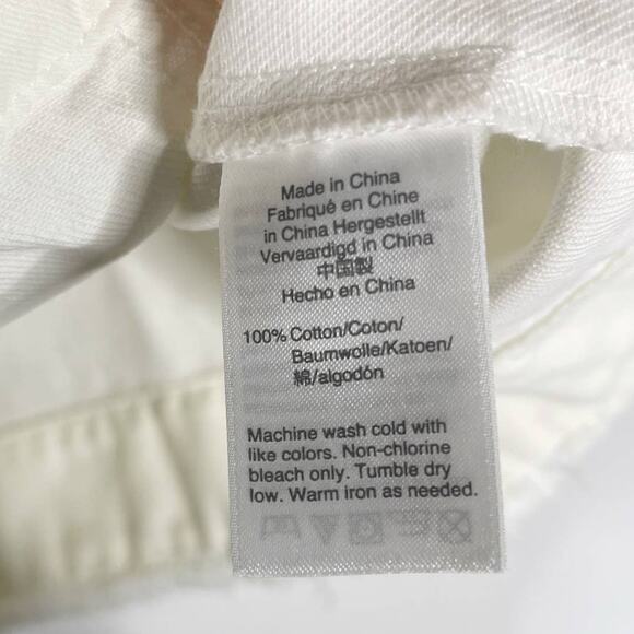 J Crew 4 White Denim Shift Dress Crew Neck Sleeveless Pockets Cotton Keyhole - Picture 11 of 13